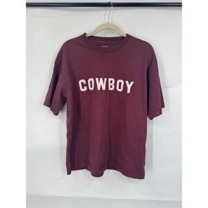 BDG Cowboy Graphic Short Sleeve Boxy T-Shirt Wome S Red Casual Loungewear Basic